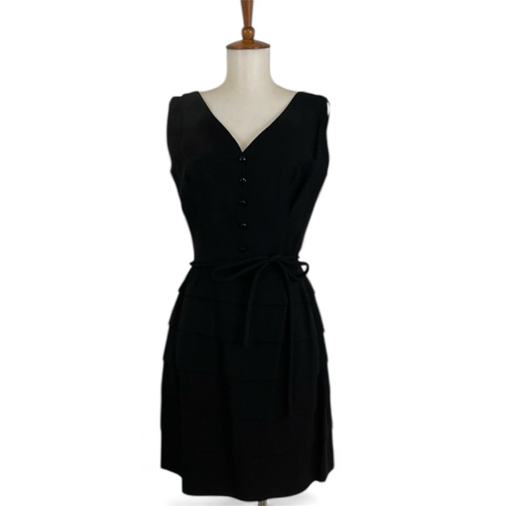 Vintage Black Mini Dress Women’s XS V-Neck Sleeveless‎